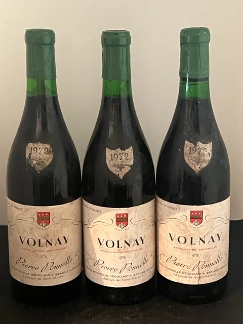 3 VOLNAY 1972 Domaine Pierre PONNELLE Très grand domaine Top niveau