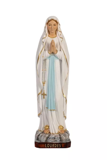 Statua Della Madonna Di Lourdes Cm 30 In Resina Decorata A Mano Italiana