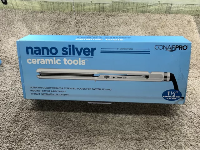 ConairPro Nano Silver Ceramic Tools 1 1/2” Flat Iron CPNS3073 92731 3