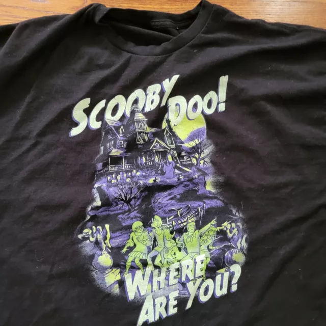 "Scooby Doo Where Are You" Glow In The Dark Halloween T-Shirt Black Mens 2XL-3XL