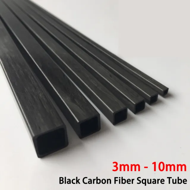 Black Carbon Fiber Square Tube Pipe Square Hole 3mm-10mm Hollow Tube RC Model