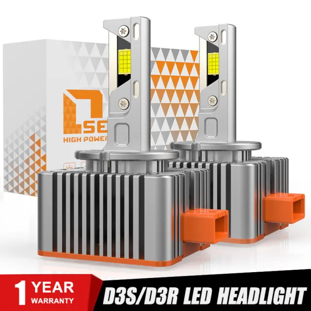 2pcs D3S D3R LED Headlight Bulbs 200W 6000K Super White HID Xenon Conversion Kit