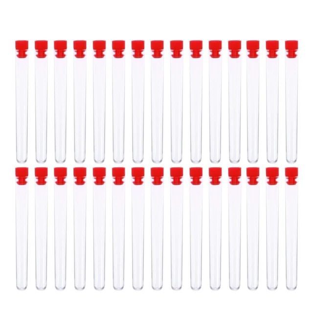 60Pcs 13.6cm Plastic Clear Test Tube with Lid for Scientific Experiments Party