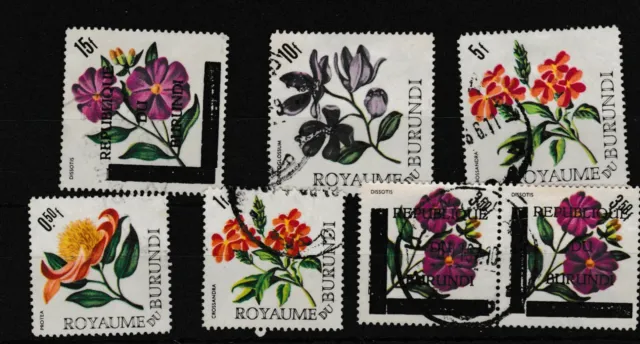 Burundi - Flowers - 7 used stamps 1966