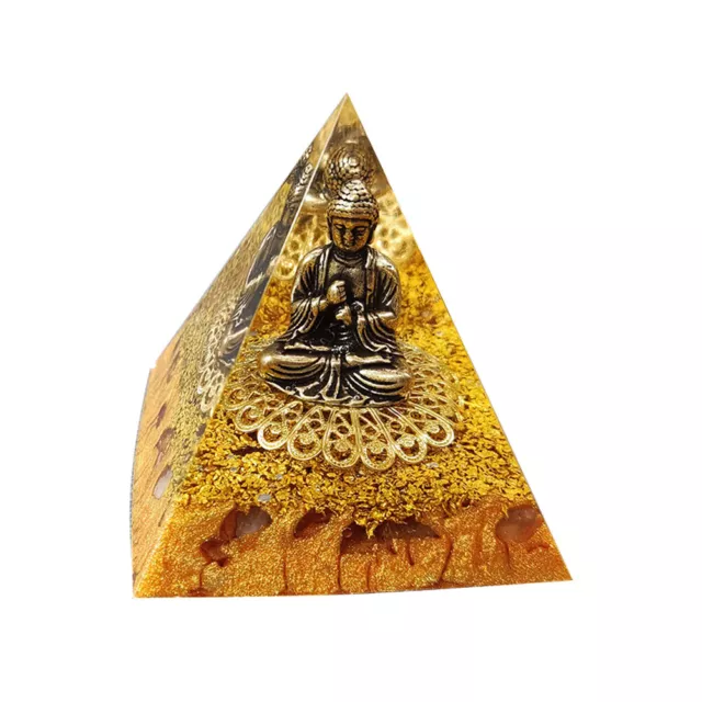 6cm Natural Orgonite Pyramid Buddha Crystals Energy Generator Healing Crafts