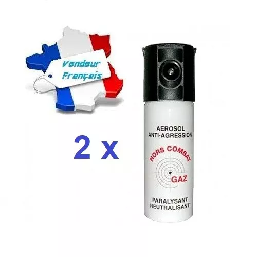 Spray Bombe lacrymogène Anti agression  Gaz CS 50 ML pack 2 lire attentivement: