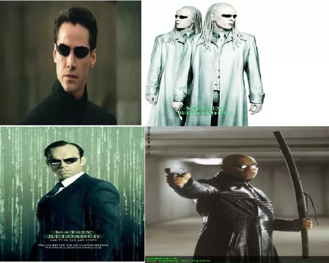 4 X LUNETTES Matrix Neuve Twins Gun Morpheus Agent Smith Neo