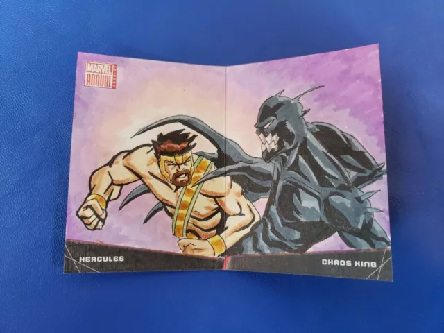 2020 Marvel Battle Booklets Hercules vs Chaos King 1/1 Ernest Romero Auto Sketch