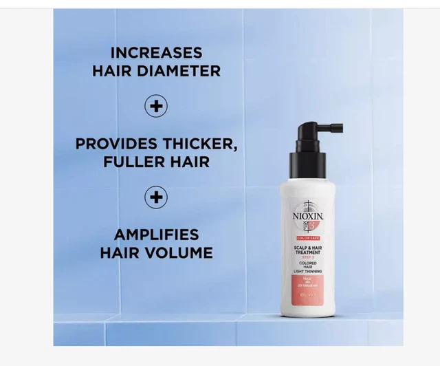 Tratamiento del cuero cabelludo y el cabello Nioxin System 3, cabello tratado de color con ligero adelgazamiento,
