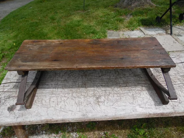 Primitive Antique Horse Drawn Sleigh Bench Wooden Buggy Wagon Seat With Springs