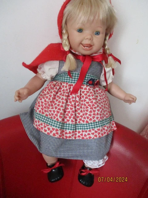 Ancienne Poupée Laflex Le Petit Chaperon Rouge 40 Cm - Vintage Années 40/50