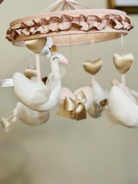 The Peanutshell Grace Mobile, Pink Swan and Gold Hearts