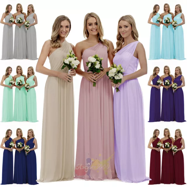 Chiffon One shoulder Long Evening Formal Party Ball Gown Prom Bridesmaid Dresses