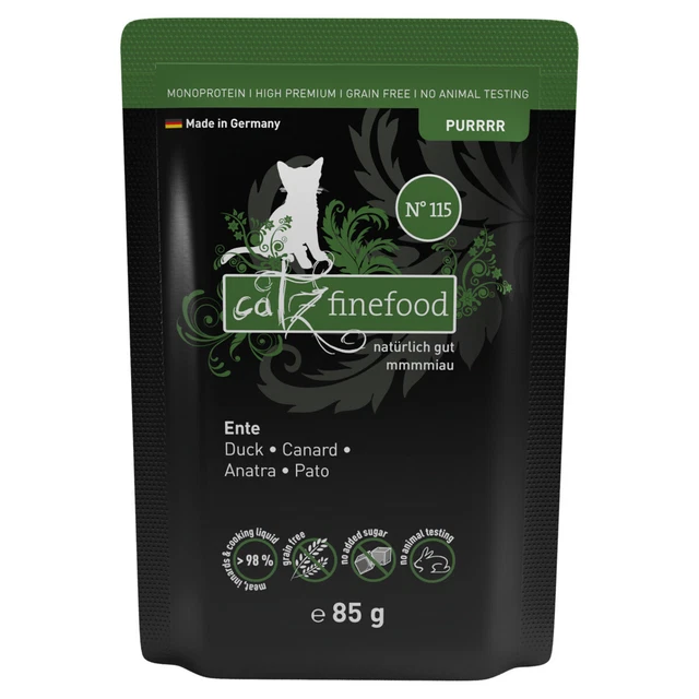 Catz finefood Purrrr No.115 Pato 85G, Snacks para Gatos, Nuevo