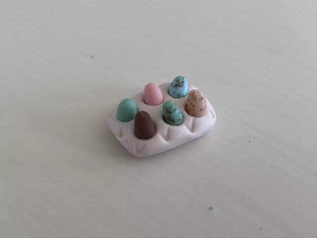 1:12 Mini Chicken Egg Assortment Tray OOAK Collection Handmade Easter Dollhouse 2
