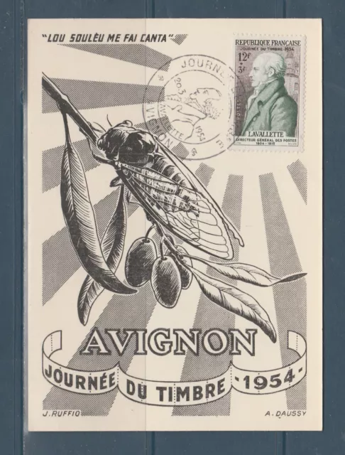 carte  1er jour  journée du timbre   Lavallette  84 Avignon 1954