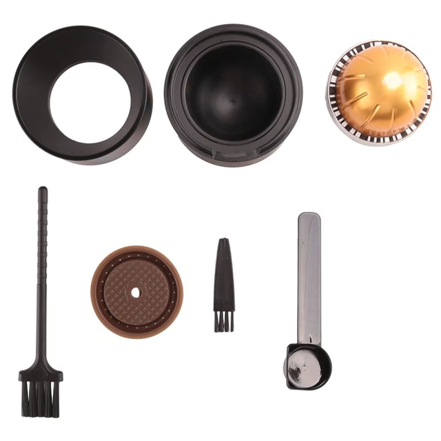 Kit Ricarica Capsule Vertuo Riutilizzabile – 100 Coperchi Alluminio 62mm + Base, Spazzola E Paletta – Per Vertuo Pop, Next, Evoluo - 3