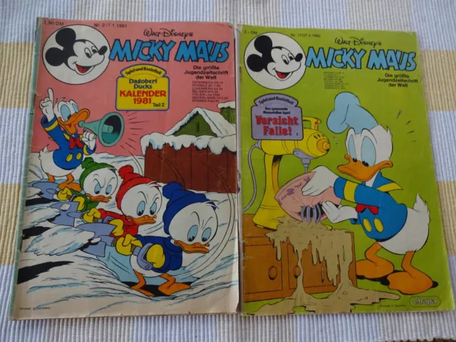Micky Maus Walt Disney´s Das bunte Monatsheft 2 Hefte, Nr. 2  1981, Nr. 17  1982