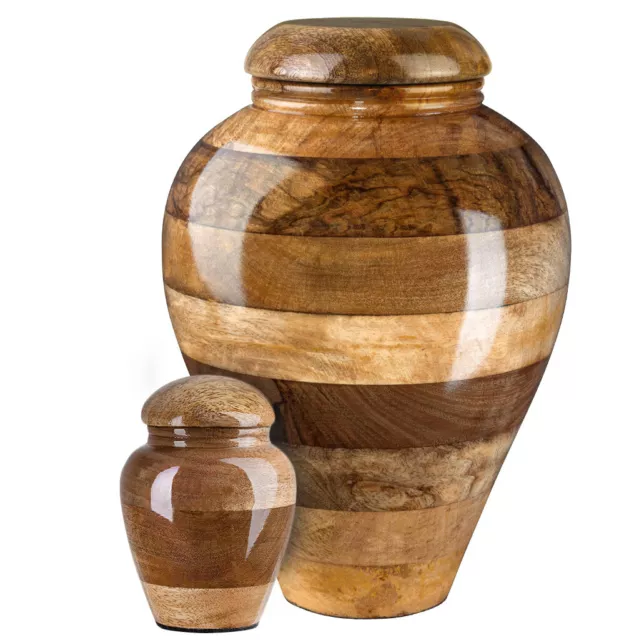 Stunning and very special wooden mango Cremation Funeral urn for ashes Keepsake