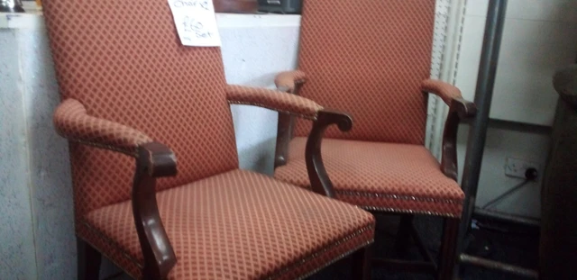 Pair of Victorian oak hall chairs
