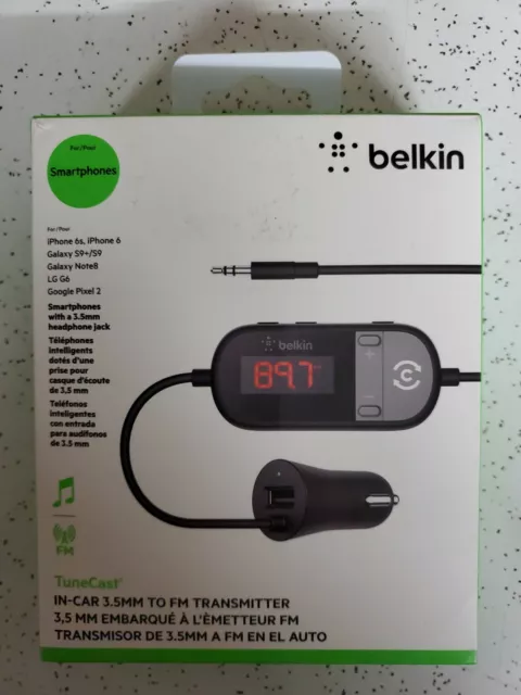 Belkin TuneCast In-Car 3.5mm Aux Audio to FM Transmitter - Black