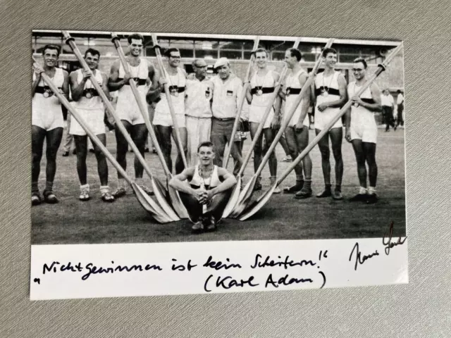 HANS LENK Olympiasieger 1960 Rudern signed Foto 10x15 mit Zitat RARITÄT