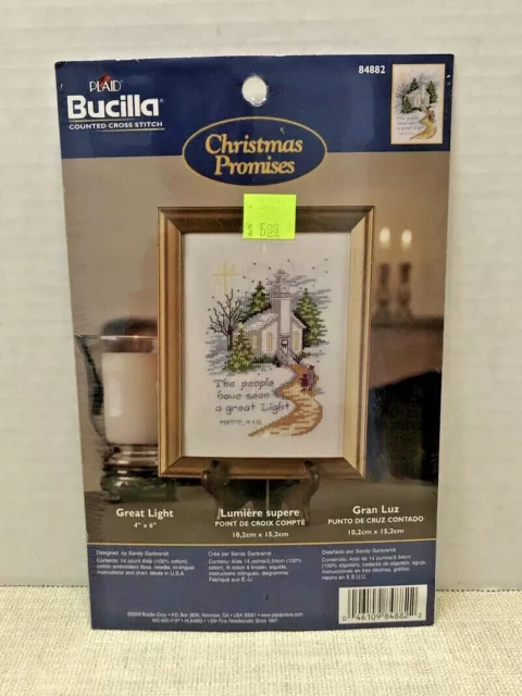 BUCILLA Counted Cross Stitch Kit -CHRISTMAS PROMISES - GREAT LIGHT - 4" x 6"