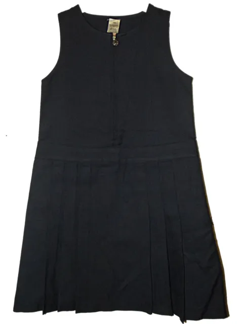NEW GIRLS EX STORE NAVY FLOWER ZIP FRONT 6 PLEAT SCHOOL PINAFORE AGE 3-12 yrs D