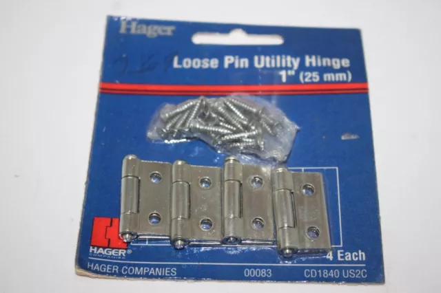 2 Pair NOS USA Sweetheart Box Chest 1" Hinges Small Vintage Hinge Hardware