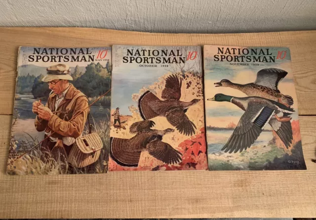 Vintage National Sportsman Magazine Lot 1939 3 Issues Hunting Fishing Sports