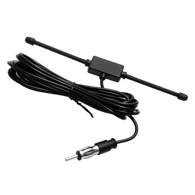 1X Black Universal Car Boat Stereo AM FM Dipole Antenna Adhesive Mount Glasarr