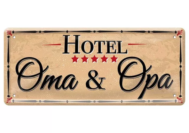 Blechschild lustige Sprüche Deko Schild Familie Home Hotel Oma & Opa 28x12 cm