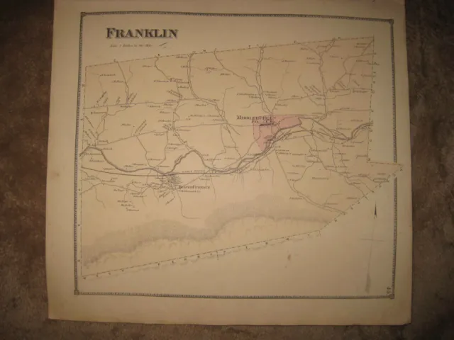 Antique 1868 Franklin Township Middleburg Beaver Furnace Pennsylvania Hndclr Map