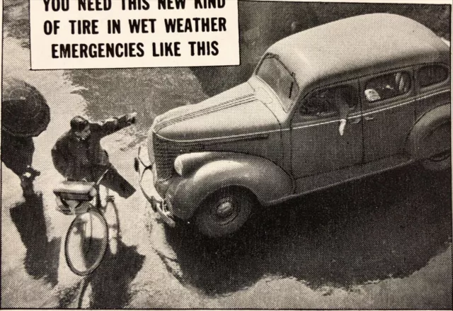 1938 Goodrich Tires Safety Silvertown Vintage Print Ad Stops Quicker Safer