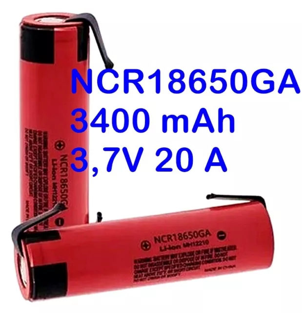 1 - 2 Stück U lötfahne Panasonic AKKU 3,7V 3400 mAh 20A