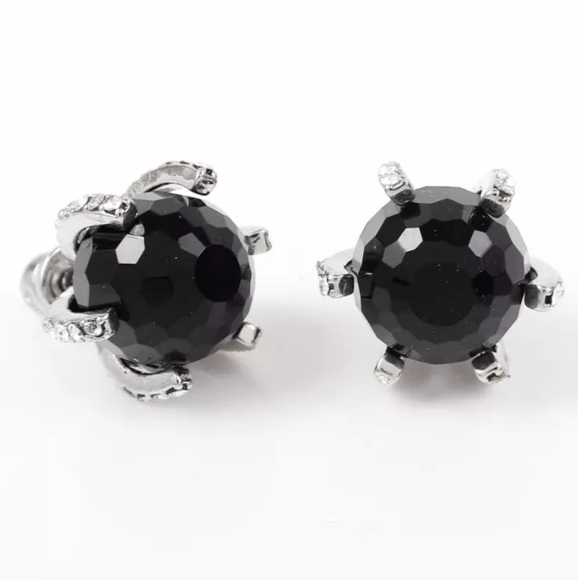 ABS by Allen Schwartz Pave Wrapped Black Stone Stud Earrings NWT