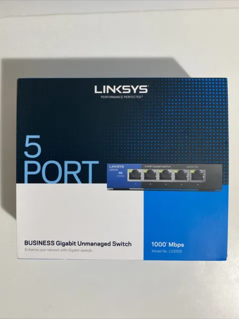Switch di rete non gestito Linksys LGS105 porte Gigabit desktop Plug & Play Regno Unito