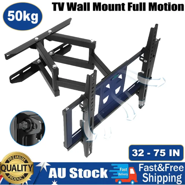 Full Motion TV Wall Mount Bracket Tilt &Swivel 26 32 40 43 50 55 60 65 70 75