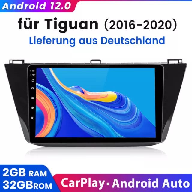 Autoradio Android12 GPS DAB + Navi BT Carplay 1 + 32 Go pour VW Tiguan...