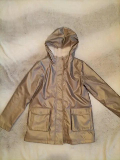 Girls Waterproof Jacket Age 9-10 For Spring/Autumn. Gold/Silver Colour