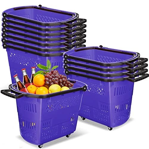 Fairysandy 12 Pcs Grocery Shopping Carts with Handle 35L Shopping Baskets with