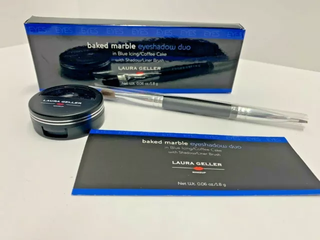 Laura Geller - Baked Marble Eyeshadow Duo - Blue Icing/Coffee Cake with Brush