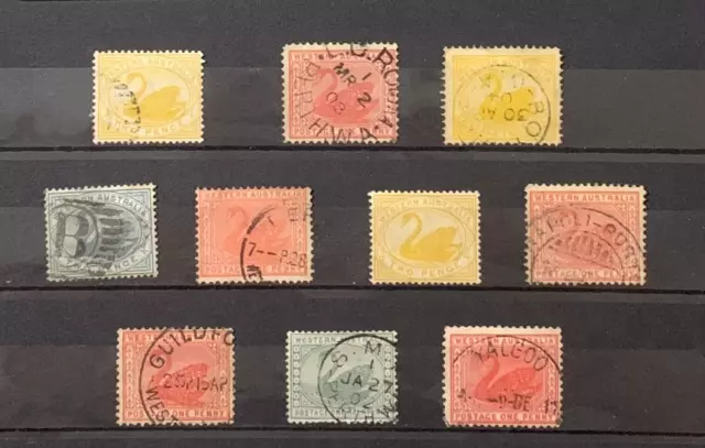 1885-1912 WESTERN AUSTRALIA SWAN Stamps Assorted Collection  -  #49