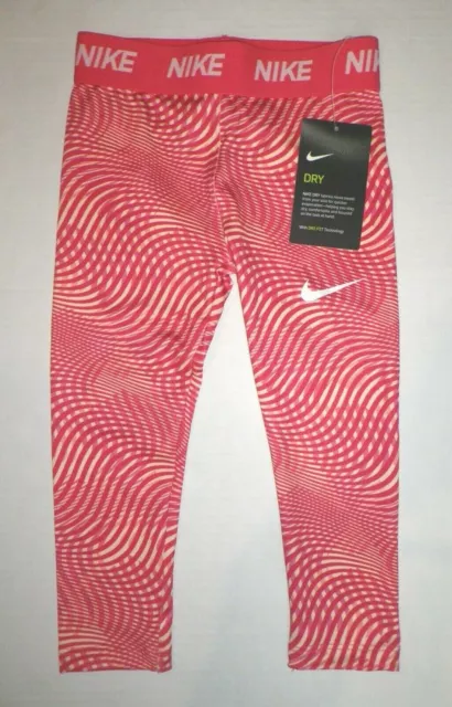 NWT Nike Girls Dry Pull On Stretch Leggings Pant Dri FIT Fusion Red Toddler 3T