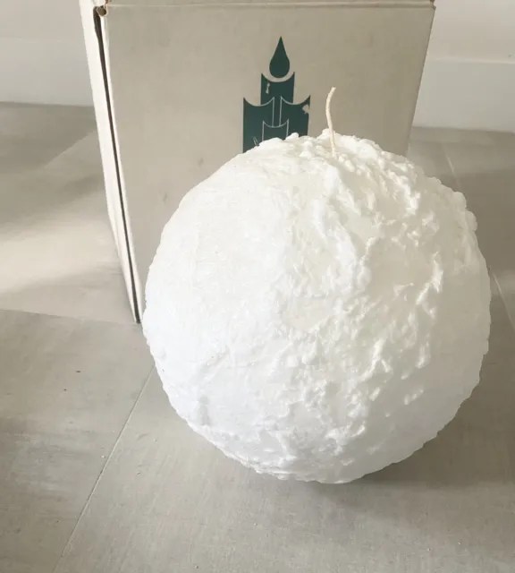 PartyLite XL 10” Snowball Textured Candle   Retired UNUSED In box