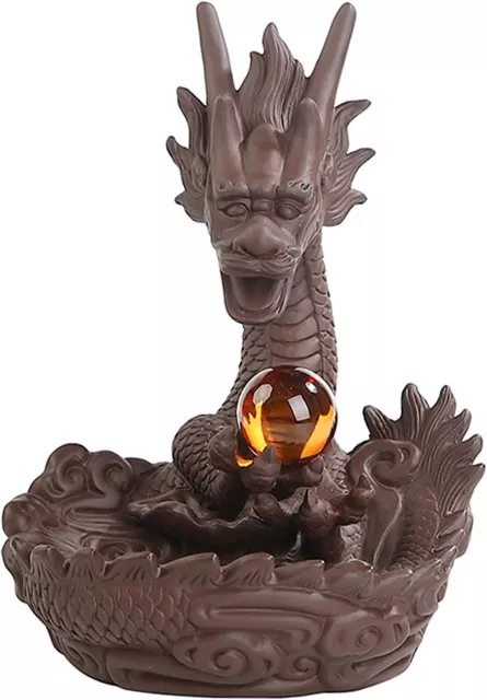 Handmade Backflow Incense Holder Dragon Antique Cone Ceramic Burner***