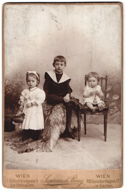 Fotografie Sigmund Bing, Wien, Hernalser-Hauptstraße 17, Geschwister sitzen und