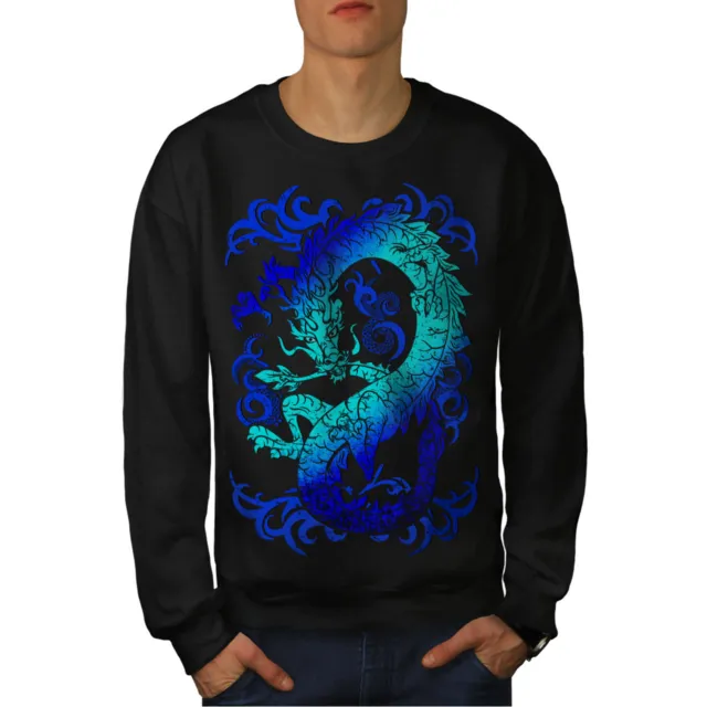 Wellcoda Fantasy Dragon Mystical Mens Sweatshirt, Myth Casual Pullover Jumper