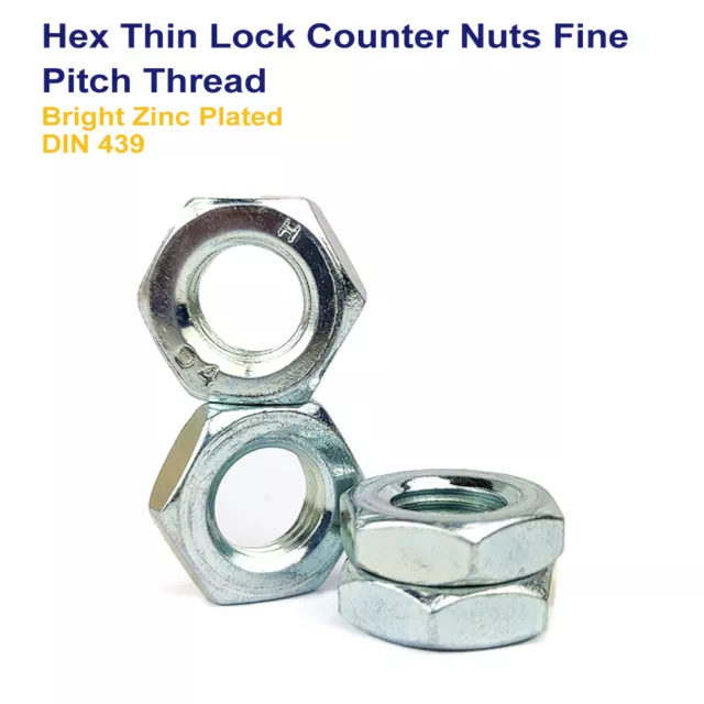 M24 x 2mm THIN HALF LOCK COUNTER NUTS FINE THREAD ZINC PLATED DIN 439