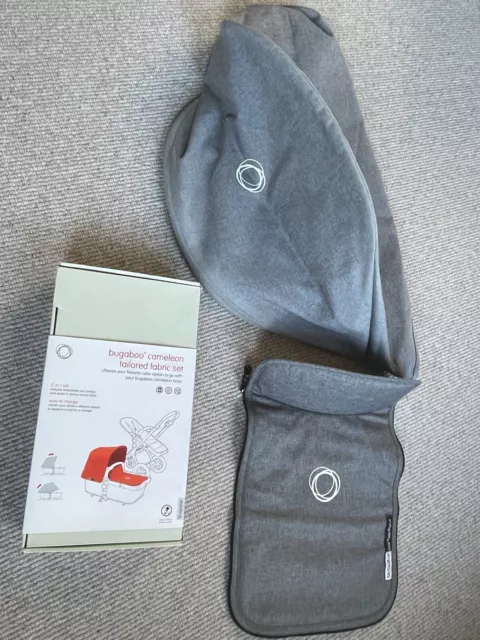 Bugaboo Cameleon 3 Fox Sun Canopy Hood & Bassinet Apron Fabric Set Grey Melange